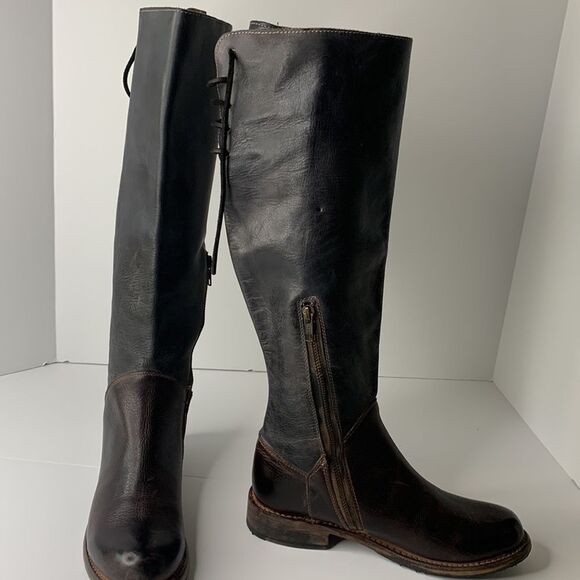 Bed Stu Manchester tall dark brown distressed leather riding boots - Picture 7 of 14